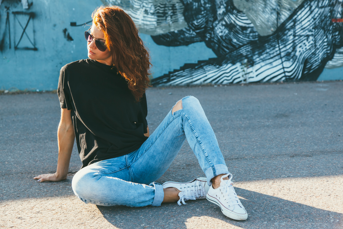 Model Wearing Plain Tshirt